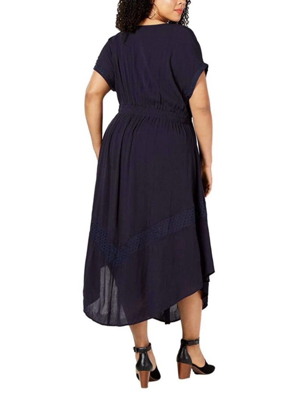 Style & Co. Womens Plus Eyelet Tie Waist Maxi Dress Navy Size 2X - Picture 2 of 8